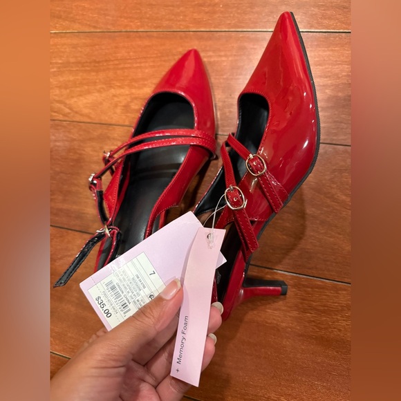 NWT Women's Sasha Buckle Slingback Kitten Heels - Wild Fable Red 7 - Picture 7 of 10